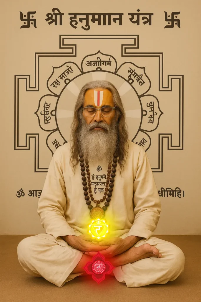 Meditating Person on Hanuman Yantra