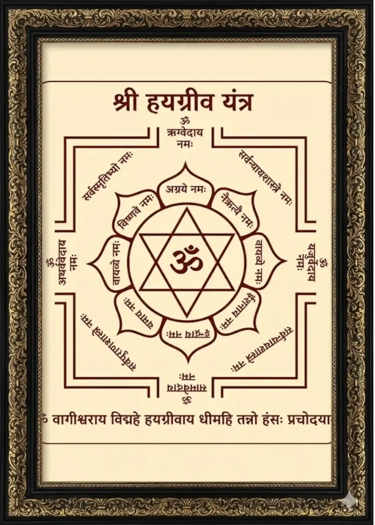 Product-A Framed Sri Hayagreeva Yantra-Illustration Only -Made to Order