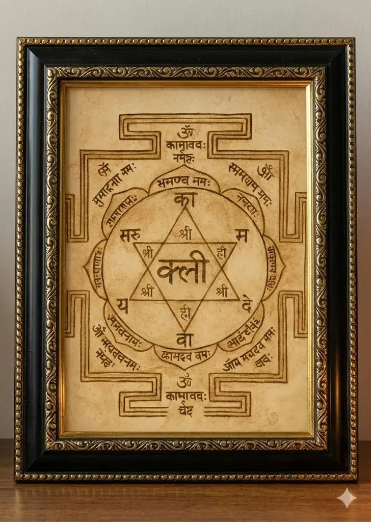 Product-A Framed Kleem Kamadeva Yantra-Illustration Only -Made to Order