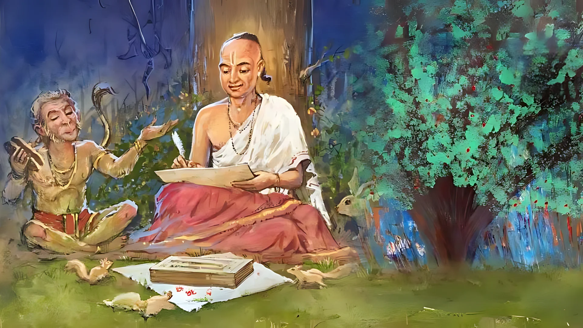 Tulsidas Writing the Ramacharit Manas