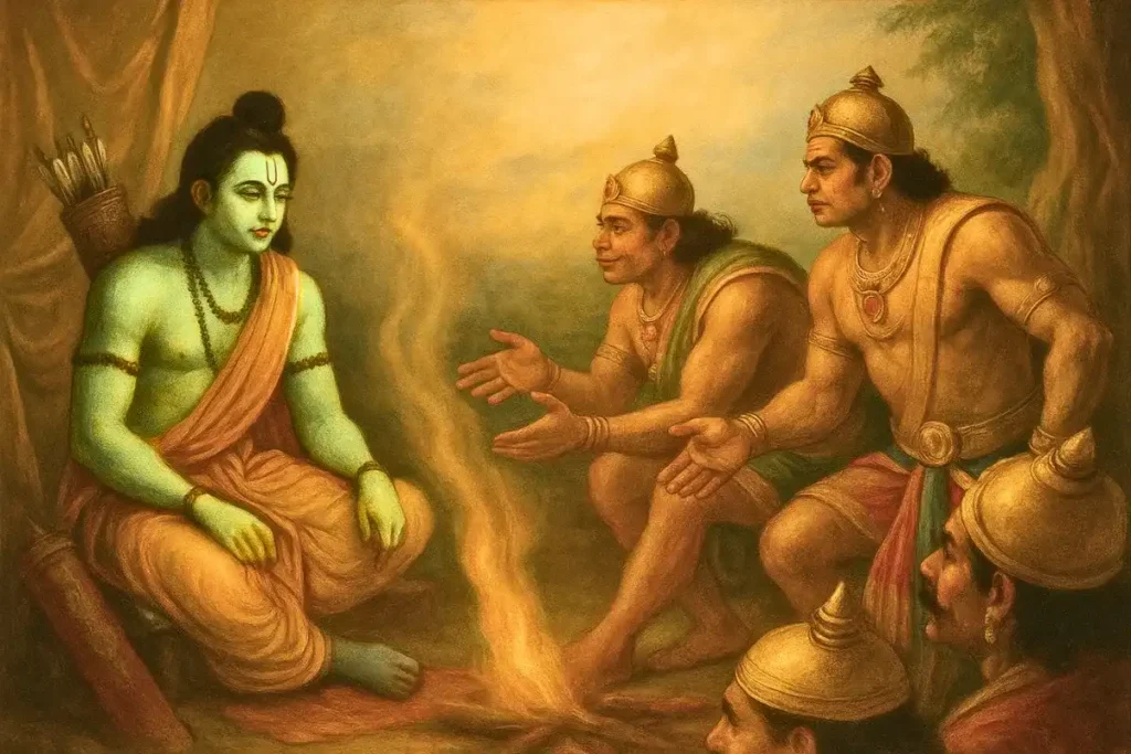 Sugreeva befriends Sri Rama
