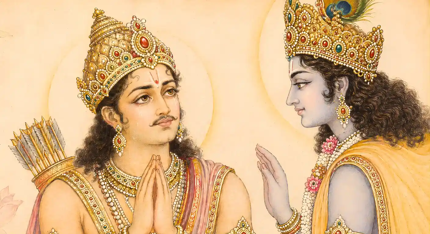 Arjuna Seeking Sri Krishna Spiritual Guidance