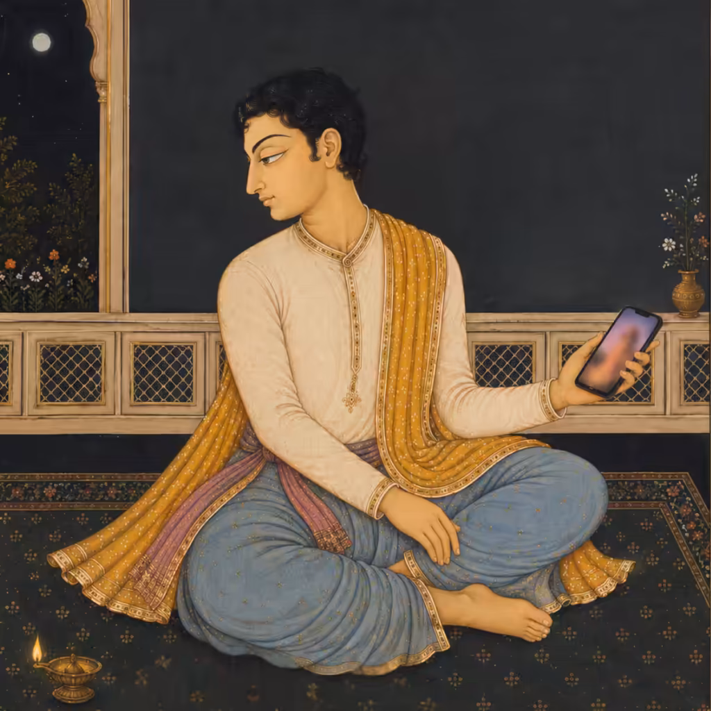 A practitioner putting a smartphone away, emphasizing the vital rule to minimize screen time and avoid distracting entertainment to maintain a clean, one-pointed mind.