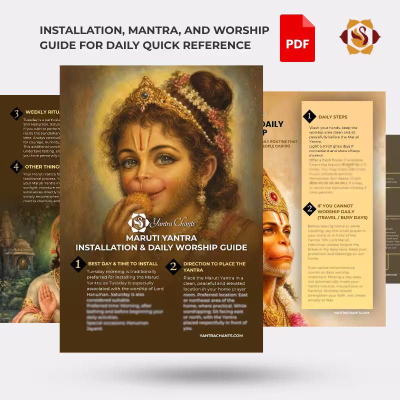 Guía en PDF de adoración y uso del Shri Maruti Yantra.